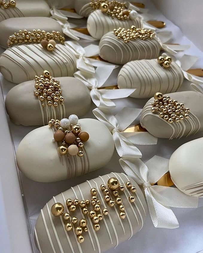 Gold Pearl Sugar Sprinkles 4.23 oz, 10mm Candy Pearls Ideal for Baking, Cake and Cupcake Toppers, Cookie Decoration, Ice Cream Topping, Wedding Shower Valentines Halloween Christmas