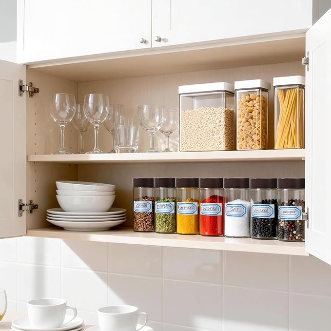 Segarty 4oz Spices Jars with Wood Lids, 3 PCS 120ml Round Spice Containers, Clear Glass Seasoning Organizers Herb Cereal Bottles for Storage, Empty Salt and Pepper Shakers with 7 Stickers and 1 Brush