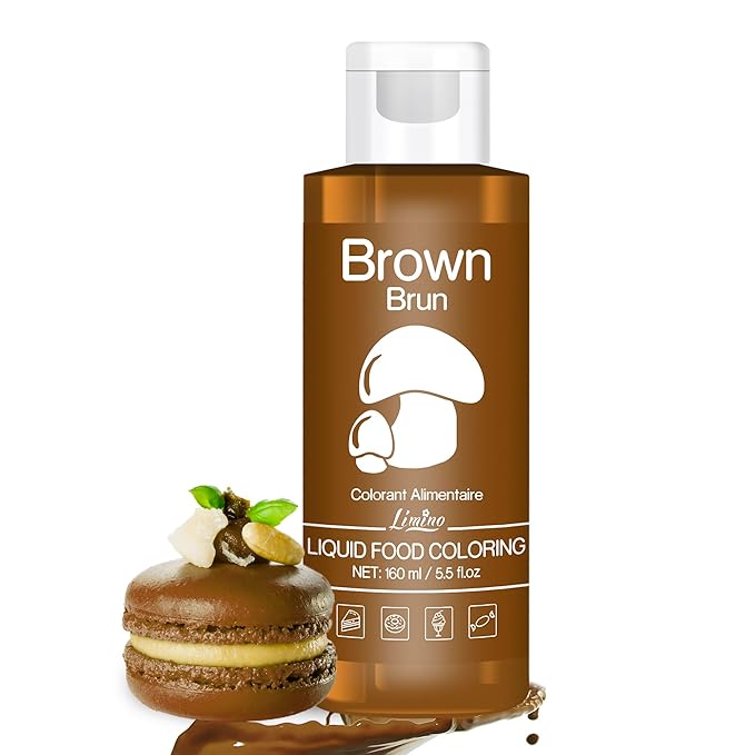Food Coloring - Vivid Food Coloring for Baking, Cake Decorating, Cookie, Fondant, Macaron - Liquid Tasteless Food Color Dye for Airbrush, DIY Slime Making and Crafts - 6 fl.oz / 160ml (Brown)