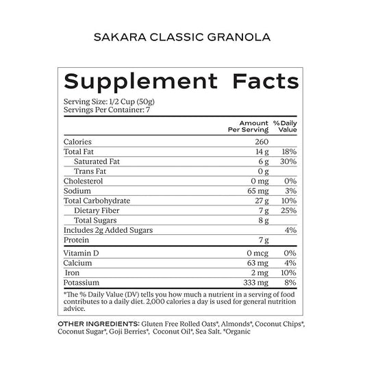 SAKARA Classic Superfood High Fiber Granola Mix - Nutrient-Rich Ingredients, Vegan, Gluten-Free, Non-GMO, No Sugar Granola, Supports Digestion and Gut Health, Healthy Breakfast or Snack - 11.5oz - (Pack of 2)