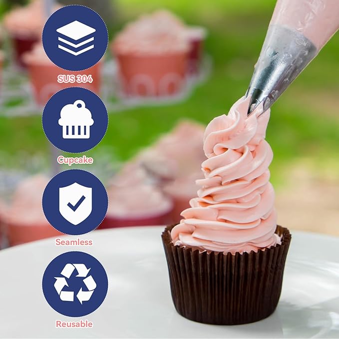 4pcs 1M 2D 2F 1B Cake Piping Tips, Cake Decorating Supplies Piping Tips, Piping Nozzles Decorating Tips, Baking Tools For Buttercream, Icing, Birthday Cake, Cupcake, DIY Art