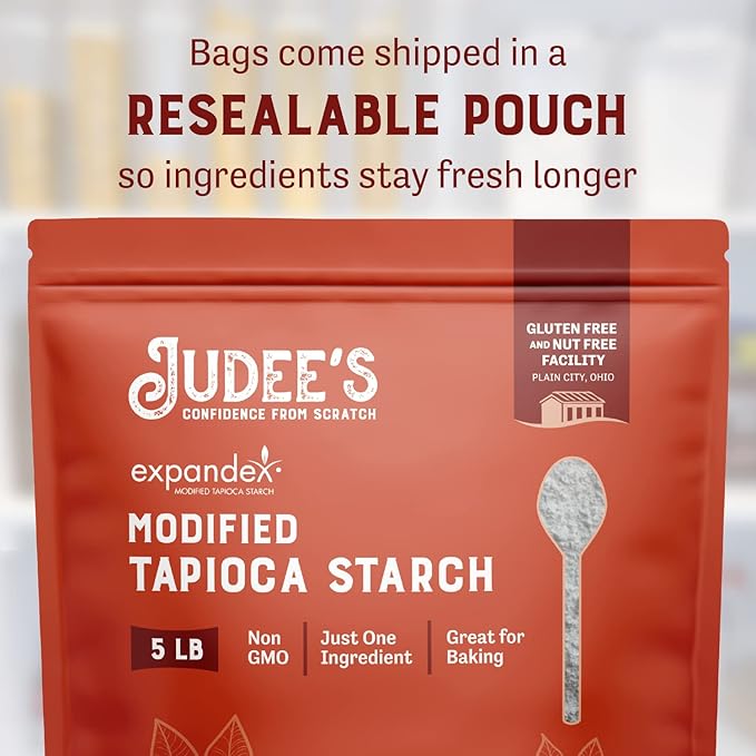 Judee's Gluten Free Expandex Modified Tapioca Starch - Smooth Sauce Thickener & Tapioca Pudding - Gluten-Free Bread & Tortillas - 80 Oz
