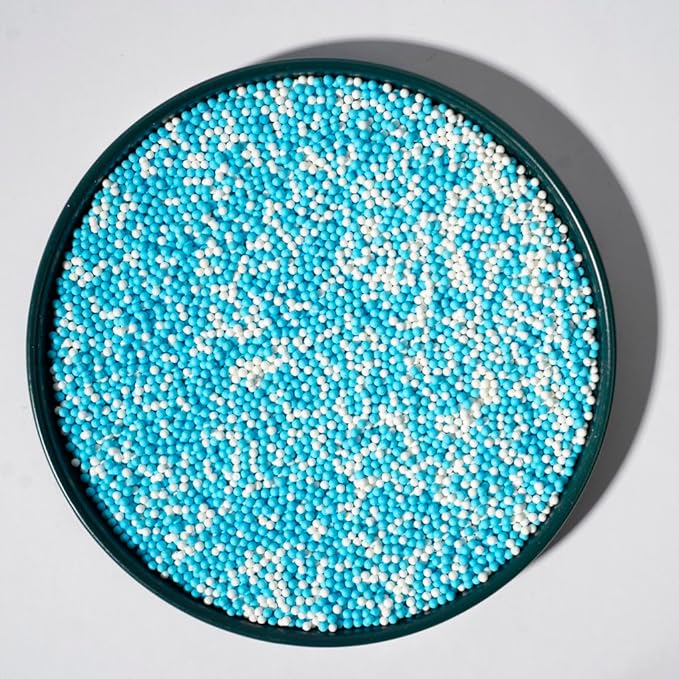 Christmas Sprinkles 130g/4.6oz,Blue White Edible Pearl Sprinkles for Cake Decorations, Baking, Ice Cream, Cookies, Cupcake Topper Edible Pearls Sprinkles - 2mm Matte White Sugar Pearls for Cake Decorating(2mm light blue white)