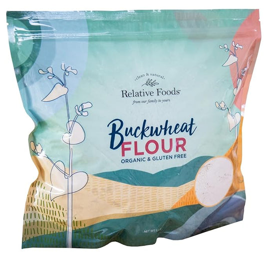 Organic Buckwheat Flour – Naturally Buckwheat Powder – 100% Whole Grain, Non-GMO, High Fiber – Organic Gluten Free Flour Great for Baking, Pancakes, Soba Noodles – 5lb Resealable Bag