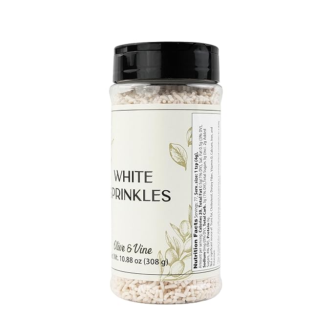 Olive & Vine White Soft Sprinkles, Subtle Sweetness, For Baking & Decorating, Rich Tradition, Authentic Taste, For Global Recipes (10.88 Ounce)