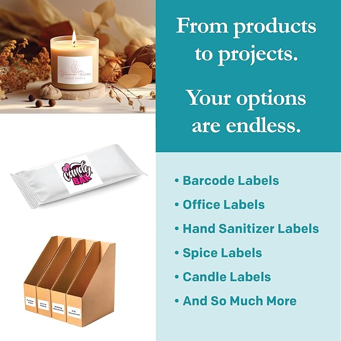 Premium Label Supply White Sticker Labels – 2" x 1.5" – Laser/Inkjet Compatible – (18 per Sheet), 500 Sheets – 9,000 Total Adhesive Labels