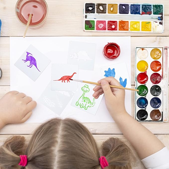 66 Pcs Small Stencils for Crafts Reusable 3 Inch Stencils for Painting on Wood DIY Craft Paint Template for Wall Home Decor Card Rock Canvas Drawing Holiday Ornament(Dinosaur)