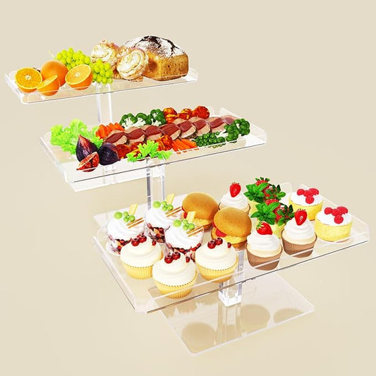 Dessert Cupcake Stand, 3 Set Acrylic Tiered Serving Tray for Dessert Table Display, Cup Cake Holder for Tea Party/Birthday/Wedding