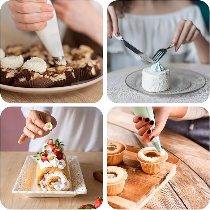 8 PCS Large Piping Tips Set with Bags, Frosting Piping Kit, Stainless Steel Icing Tips for Cake Decorating, Frosting, Multi-opening, Various Models