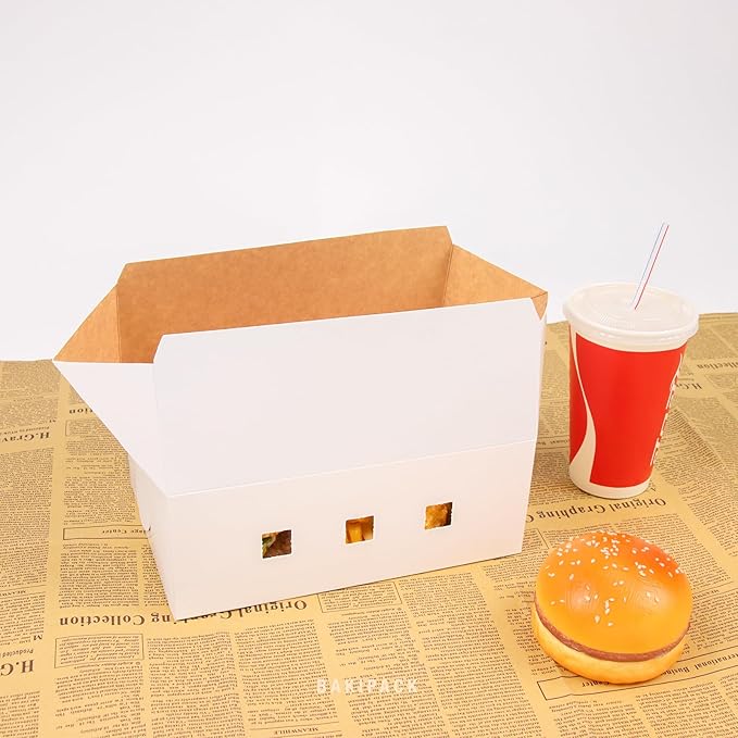 12 Take Out Food Containers, 9x6x3.5 Inches White Cardboard Lunch Boxes, Catering Boxes, Paper Food To Go Boxes