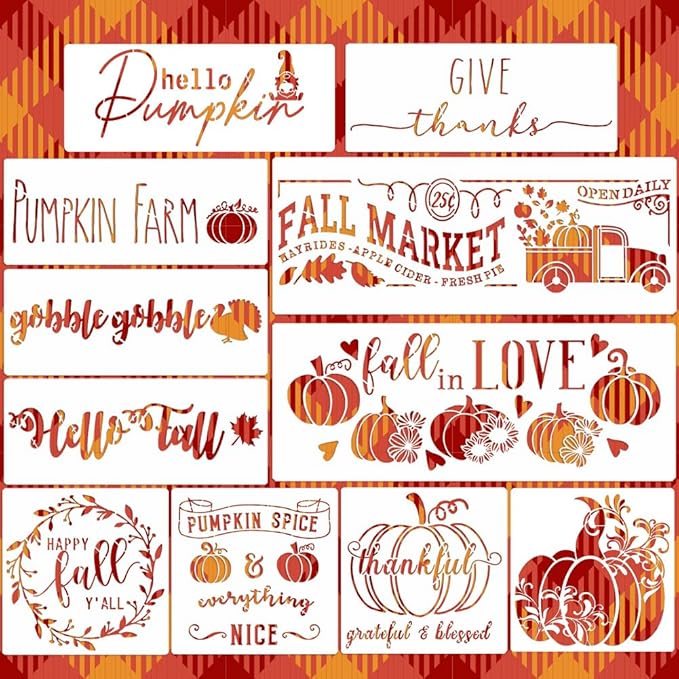 Fall Stencils for Painting on Wood - Pumpkin & Thanksgiving Stencils for Porch Signs & Canvas