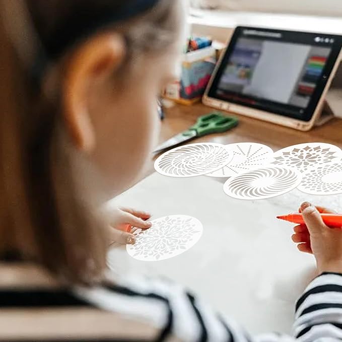 24 Pcs Mandala Stencils Reusable Stencils for Painting on Wood Mandala Dot Stencil DIY Craft Template for Painting on Rock Furniture Canvas Wall Home Decor Supplies, 5 Inch