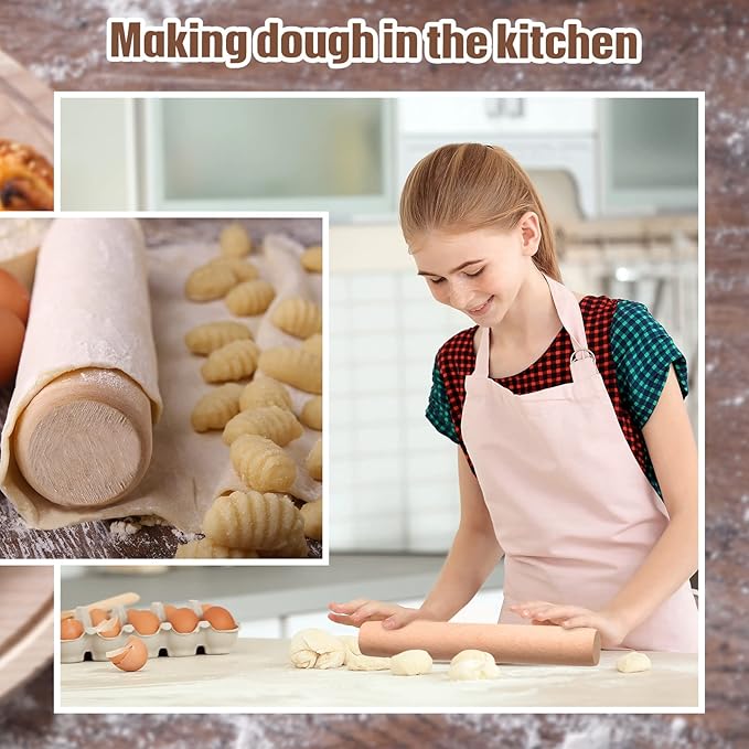 Patelai 10 Pieces Small Wooden Rolling Pin, Dumpling Dough Roller Wooden Mini Rolling Pins Kitchen Utensil Tool for Fondant, Pasta, Bread, Pastry, Cookies, Pizza, Pie, Cylinder Style, 6.3 Inch