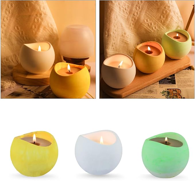 Geometric Flower Pot Silicone Mold Succulent Planter Vase Cactus Concrete Mold Epoxy Resin Candle Pen Holder Plaster Cement Clay Mould (Arc Shape)