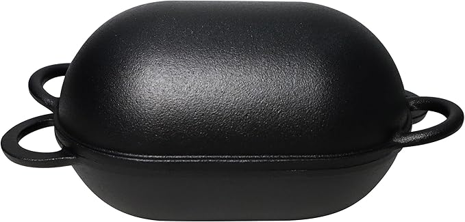 Crucible Cookware Cast Iron Bread Pan with Lid (Pre-Seasoned) with Loop Handles – Oven Safe Form for Baking and Cooking, Artisan Bread Kit - Loaf Pan
