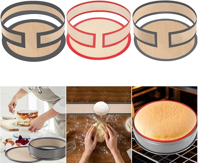 9 Inch Round Silicone Baking Mat Kit With Base And Side Panel For Springform Cake Pan, Reusable Non-Stick Bakeware Liner Set(Red)