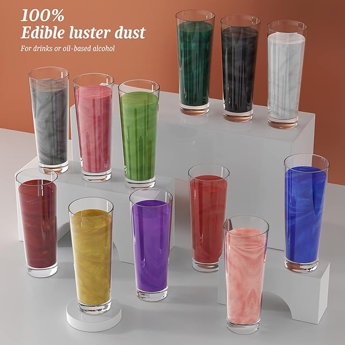 Shanlinly Pink Edible Luster Dust - 5 Grams Food Grade Cake Dust Shimmer Powdered, Edible Metallic Powder Food Coloring for Cake Decorating, Chocolates, Fondant, Drinks, Painting & More, Vegan