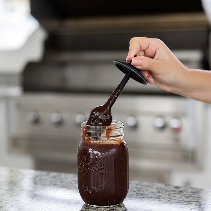 Jarware Silicone Black Basting Brush Lid For Regular Mouth Mason Jars