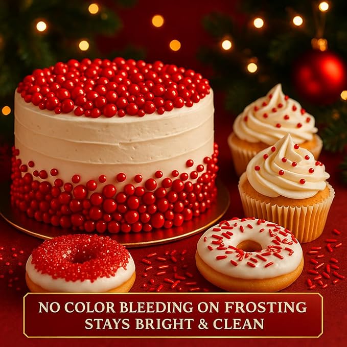 Confect Red Sprinkles Mix – Valentine’s Day, Birthday Cake & Cupcake Decoration – Includes Dragees, Jimmies & Sparkling Sugar –Edible Dessert Topping-Vegan, Gluten-Free, Nut-Free, Soy-Free, Dairy-Free, Palm Oil-Free- 5 Oz
