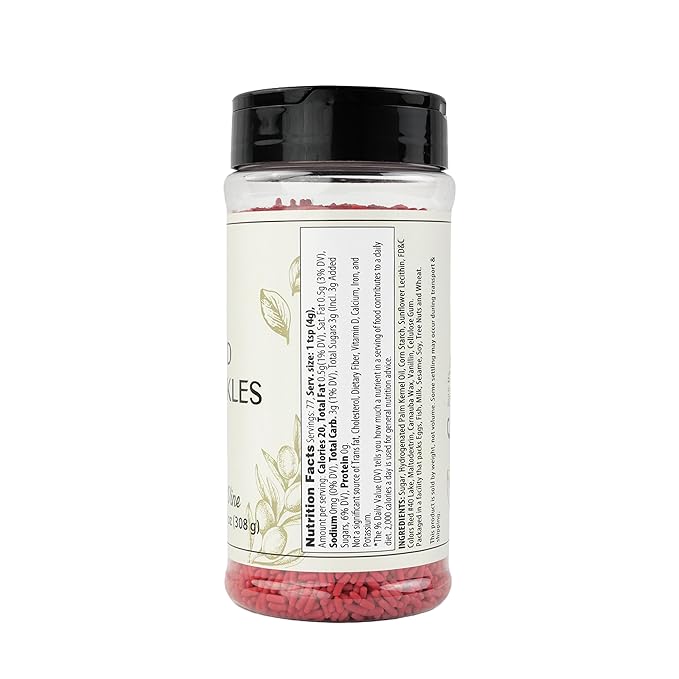 Olive & Vine Red Sprinkles, Sweet & Festive, For Baking & Decorating, Rich Tradition, Authentic Taste, For Global Recipes (10.88 Ounce)