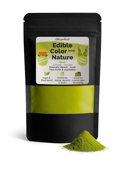 Dekozauber24 Natural green food coloring, 0.35oz edible powder, dye free, vegan, plant based and gluten free color for baking