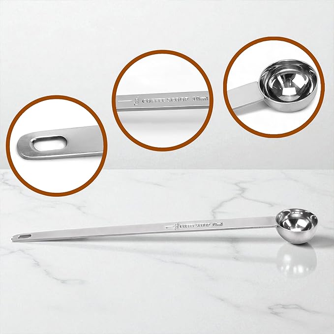 9.1'' Long Handle Teaspoon Measuring Spoon Coffee Scoop Stainless Steel – Metal Tablespoon 10ml Tsp or tbsp Measure for Tea Milk Ice Cream Baking Cooking Dry or Liquid Ingredients Kitchen Gadgets