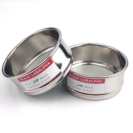 LABALPHA 2000 Mesh Lab Sieves, Test Sieve #2000 Mesh, 4'' Diameter, 304 Stainless Steel Wire Cloth (0.0065mm)