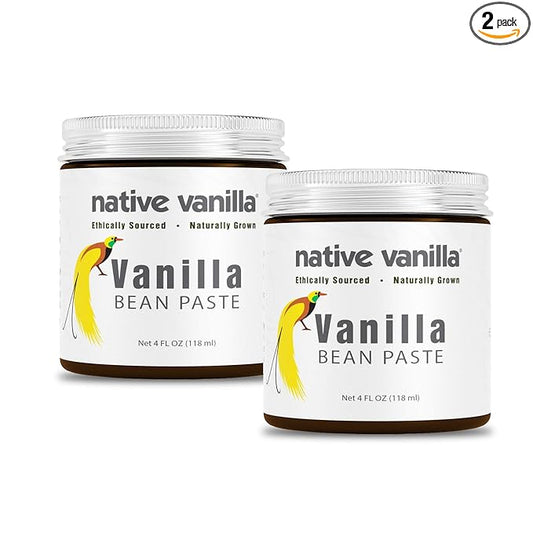 Vanilla Bean Paste - Native Vanilla - All Natural Pure Vanilla Bean Paste - Made with Organic Agave Syrup - For Cooking, Baking & Desserts - 100% Vegan & Kosher - Non-GMO & Gluten-Free - 4 oz (Pack of 2)