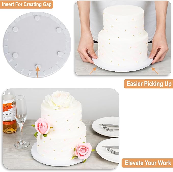 BOARDS+ 9 Pack Cake Drums 8, 10 & 12 Inch in White, Silver & Gold Color | 1/2" Thick CakeBoard Circle Rounds + Free Prop Up Tools | Fully Greaseproof, Sturdy for Heavy/Tiered Cakes