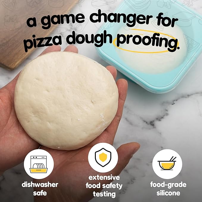 PLUS 1000ml Pizza Dough Proofing Containers for DIY family Artisan Pizza, Food Grade Silicone Stackable Boxes with Lids, Freezer, Fridge, Dishwasher Safe,4sets (Gray)