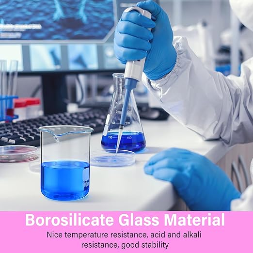 8 Pcs 500 ml Glass Lab Beaker 3.3 Borosilicate Glass Measuring Cup with Spout Low Form Glassware for Laboratories Classrooms or Home Use