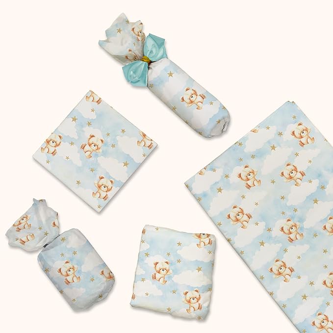 Teddy Bears Printed Tissue Paper for Gift Bags or Boxes and Wrapping - Baby Shower Bulk Decorative Art Tissue Paper for Packaging and Gifting | 24 Sheets 20" x 30"