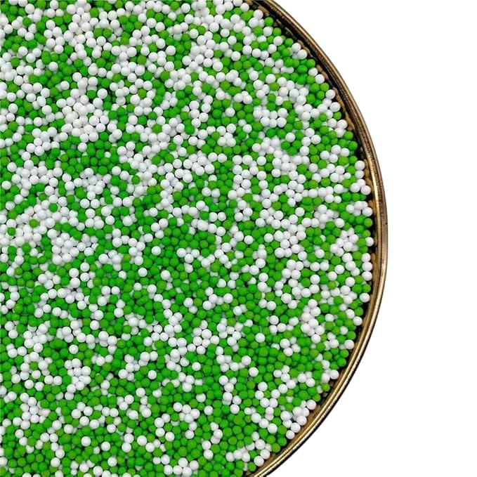 Christmas Sprinkles 130g/4.6oz, White Green Edible Pearl Sprinkles for Cake Decorations, Baking, Ice Cream, Cookies, Cupcake Topper Edible Pearls Sprinkles - 2mm Matte Sugar Pearls for Cake Decorating (2mm green white)
