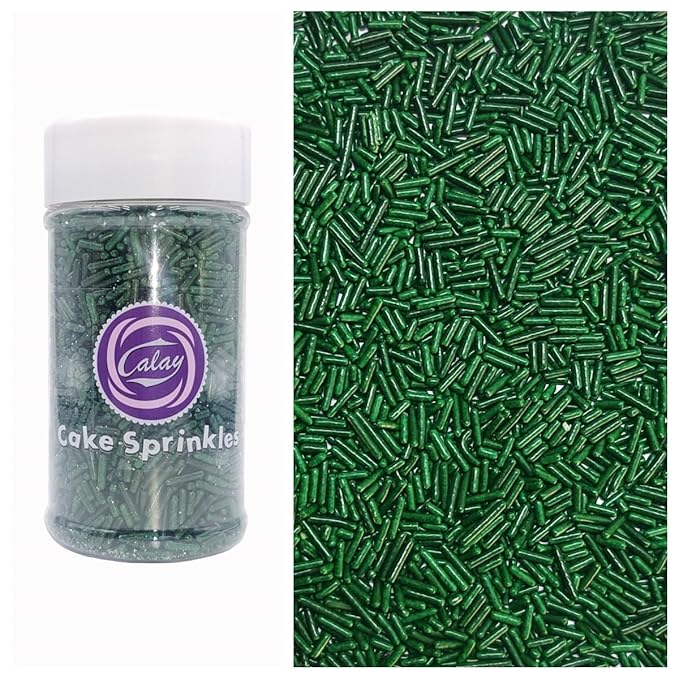 Sentovac Edible Green Jimmies Sprinkles for Cake Decorating Baking | Cupcake Cookie and Ice Cream Toppers Cake Decorations| Celebrations Wedding Shower Party Chirstmas Supplies 78g/2.75oz