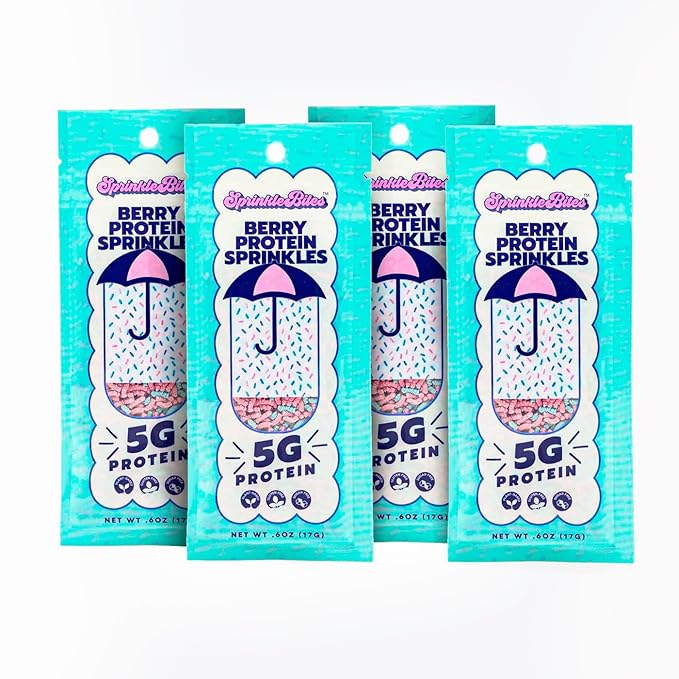 Sprinkle Bites - Light Blue Sprinkles - 5 Pack - Veggie Protein - Natural Cookie Decorating - Plant Protein Snacks - Cookie Decorating Supplies Sprinkles