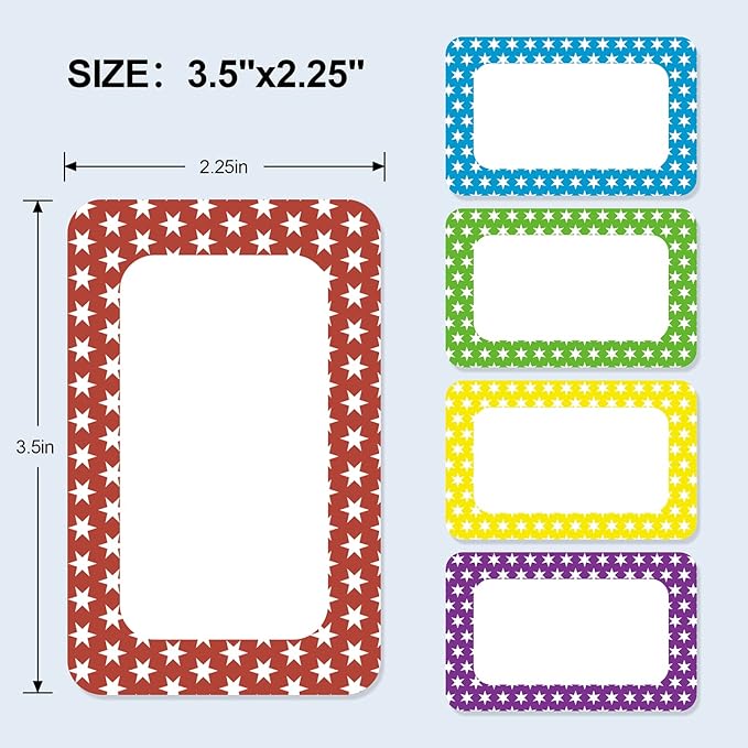 Batrical 3.5"x2.25" Colorful Name Tags 200pc 5 Colors Name Tag Stickers for Office, School, Classroom, Kitchen, Refrigerator