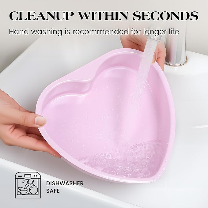 6 Inch Heart Shaped Cake Pans Set 2 Pack Nonstick Cake Pan for Baking Carbon Steel Small Heart Molds (Pink)