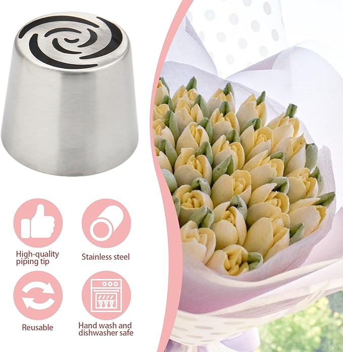 Extra Large Russian Piping Tips for Marshmallows Stainless Steel Flower Frosting Nozzles many styles Cake Decorating Baking tool for Buttercream, Cupcakes Cookies(SL12)