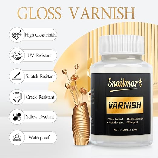 Gold Leaf Adhesive,100ml /3.52oz Water-Based Gold Leaf Glue & 100ml /3.52oz Protective Varnish with 2 Brushes - Ideal for Craft, Painting, Arts, DIY Projects