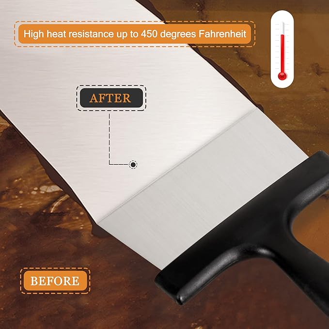Grill Scraper 6.4 Inch Stainless Steel Griddle Scraper with Plastic Handle Versatile Food Scraper Tool for Flat Top Teppanyaki BBQ Blackstone Griddle Accessories