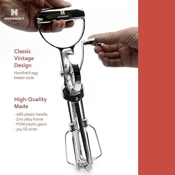 Rotary Egg Beater 12", Stainless Steel Baking Set with Silicone Spatula and Basting Pastry Brush