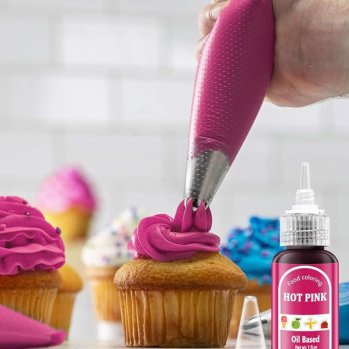 Hot Pink Oil Based Food Coloring for Chocolates Melts - 30ML Tasteless Liquid Edible Oils Food Dye Candy Cookies Decorating,Vivid Oil Food Color Baking Frosting Cake Decorations,Soap,Cosmetics