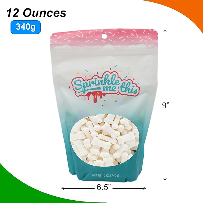 Bag of Bones Candy Sprinkles Bones Treat Toppers White Candy Bone Shaped Sprinkles Halloween Themed Sprinkles for Holiday Desserts and Snacks Decoration Topping - 12 Oz