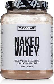 NAKED Whey Chocolate Protein Powder - Only 3 Ingredients - Grass Fed Whey Protein Powder, Organic Chocolate and Organic Coconut Sugar, No GMO, No Soy, and Gluten Free - 24 Servings