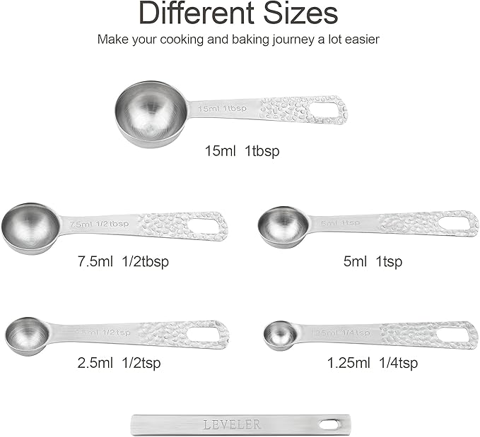 Smithcraft Measuring Cups and Spoons Set, 10 Piece Measuring Cup Set, 18/8 Stainless Steel Measuring Cups Spoons & Leveler, Baking Measure Cups, Kitchen Measurement Cups, Kitchen Gadgets for Cooking