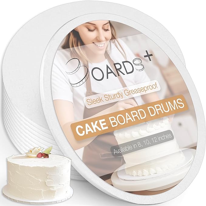 BOARDS+ 1/4" Cake Drum 10 Inch (20 Pack) | 0.25" Thick Rounds | Sturdy, Seamless & Greaseproof Cake Circles For Presenting Heavy Cakes
