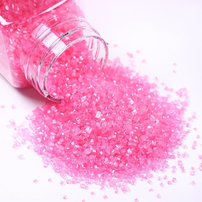 Pink Sanding Sugar 150g (5.3 oz) - Edible Sparkling Sugar for Baking Decorations, Cookies, Cakes, Cupcakes Ice Cream Toppers - Vibrant Pink Color Sugar Crystals