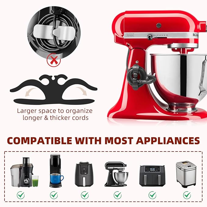 Compatible with Kitchen Aid Mixer Slider for 4.5-5 QT Stand Mixer, Kitchen Aid Sliders for Countertop, Mixer Slider Mat for Kitchen Aid Stand Mixer, W/ 2×Cord Holder, 1×Silicone Scraper (Black)