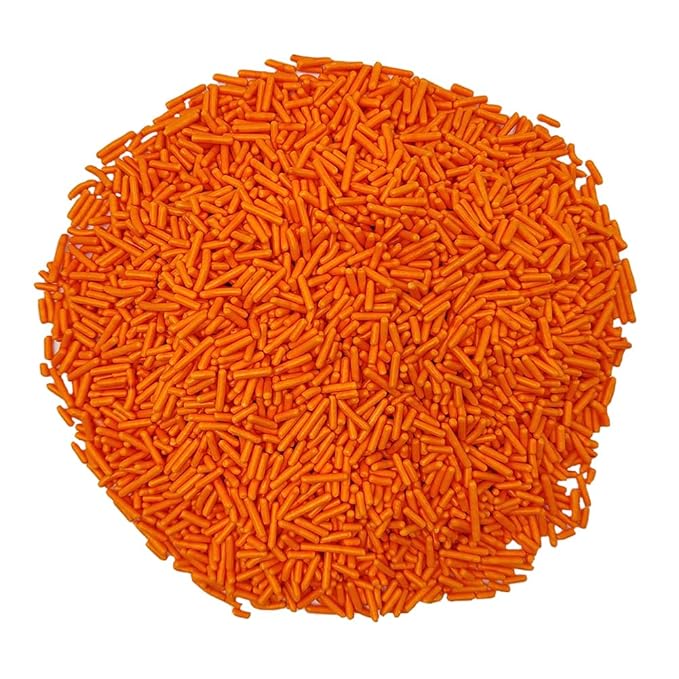 Homankit Orange Jimmies Sprinkles Edible Sprinkle Candy Soft Jimmies Toppings for Ice Cream, Cupcake, Cake, Cookie, Dessert Decorating 2.75 Ounces