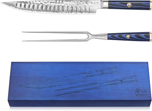 Cangshan KITA Series 2-Piece Carving Set With Ash Wood Box, High Carbon X-7 Damascus Steel, 501516 (2pc)